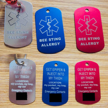 Load image into Gallery viewer, Bee Sting Allergy Dog Tag