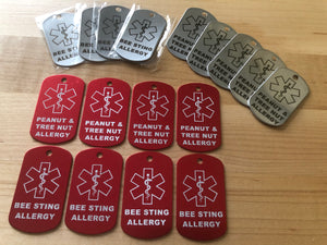 Bee Sting Allergy Dog Tag